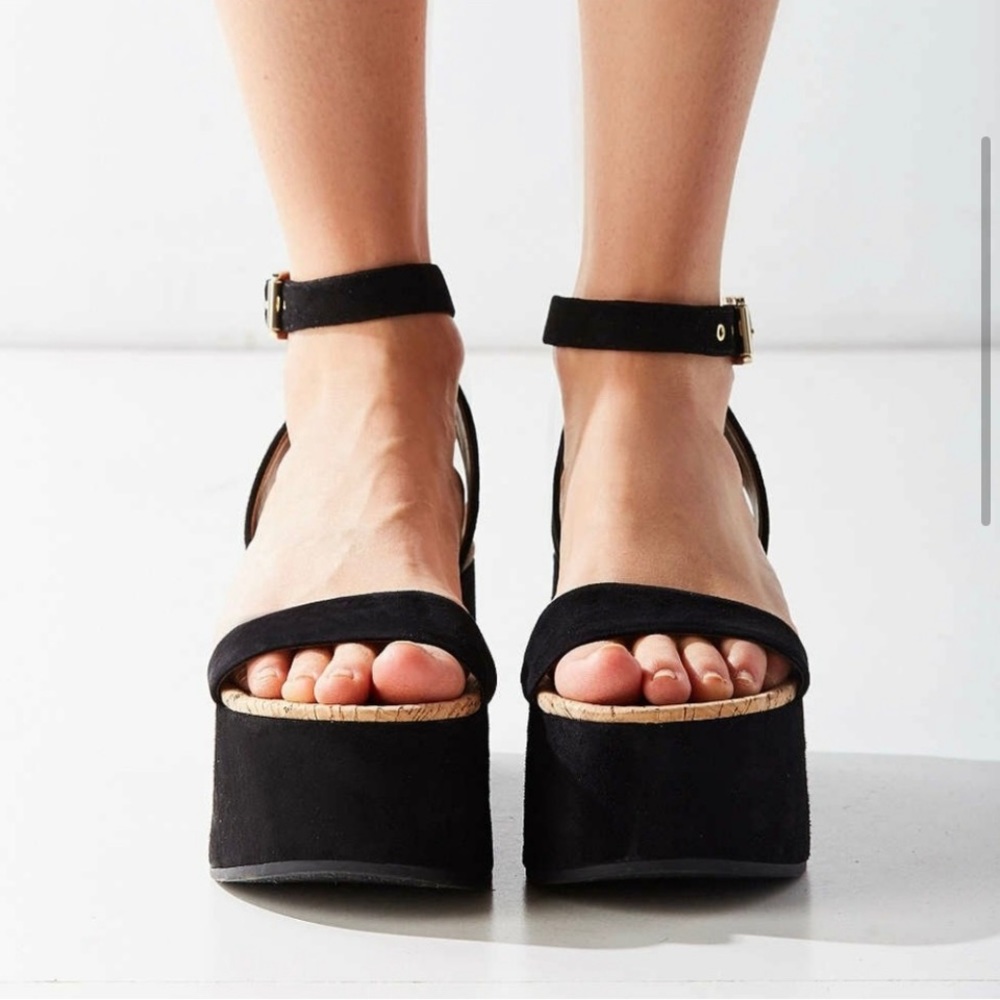 Sam Edelman Black Suede Flatform Sandals